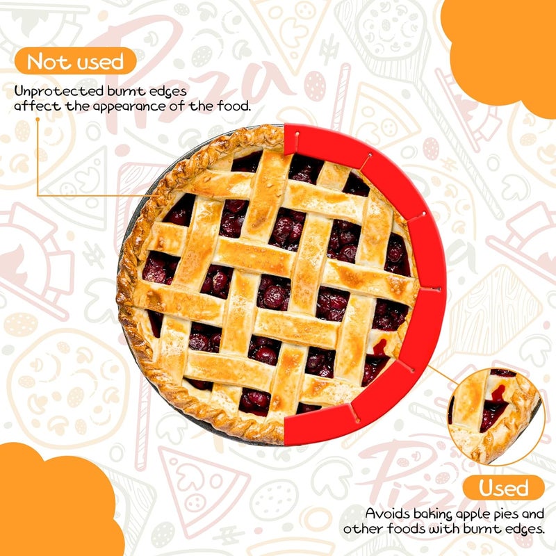 WYMECT 2 PCS Adjustable Silicone Pie Crust Shield, BPA-Free, Pie Pans Reusable Protector for 8-10.7 Inch Pies, Heat Resistant Up to 450°F, Dishwasher Safe, Ideal for Baking Pies, Pizza & More (Red) - Image 5